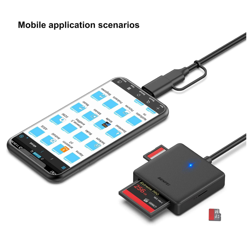 BENFEI 4-in-1 USB 3.0 & USB-C Memory Card Reader for SD, MicroSD, C,F MS Cards Mobile Arcade Ltd