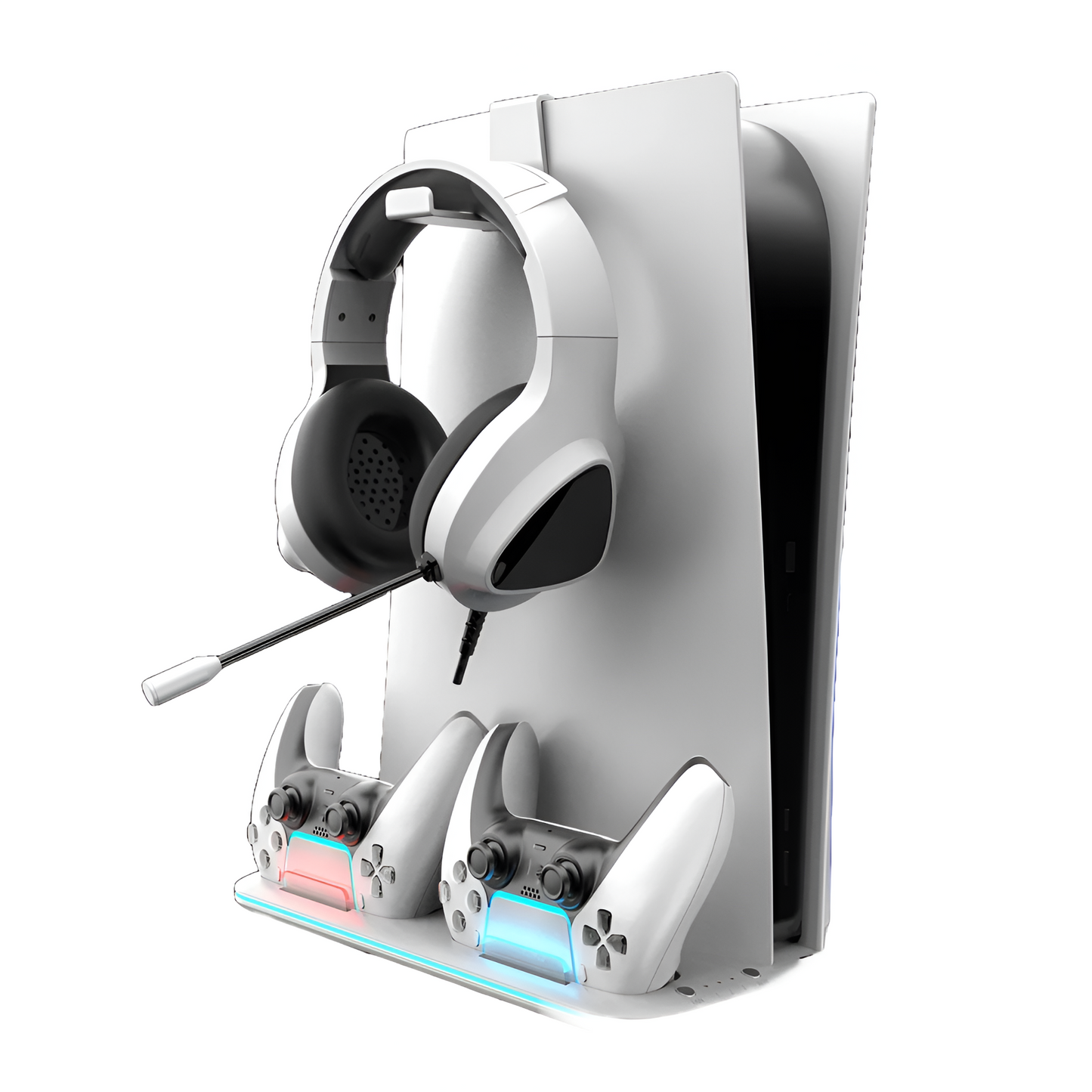 RGB Cooling Station with Charger & Headset Stand for PS5/Slim Digital/Disc