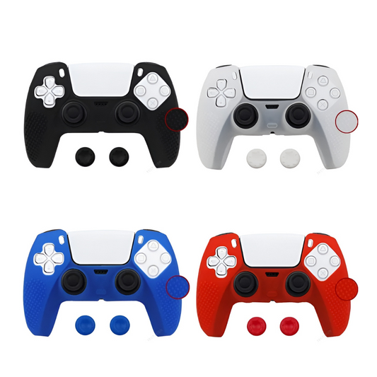 Silicone Cover & Thumb Grips for PS5/Slim Controller – Protective Rubber Sleeve