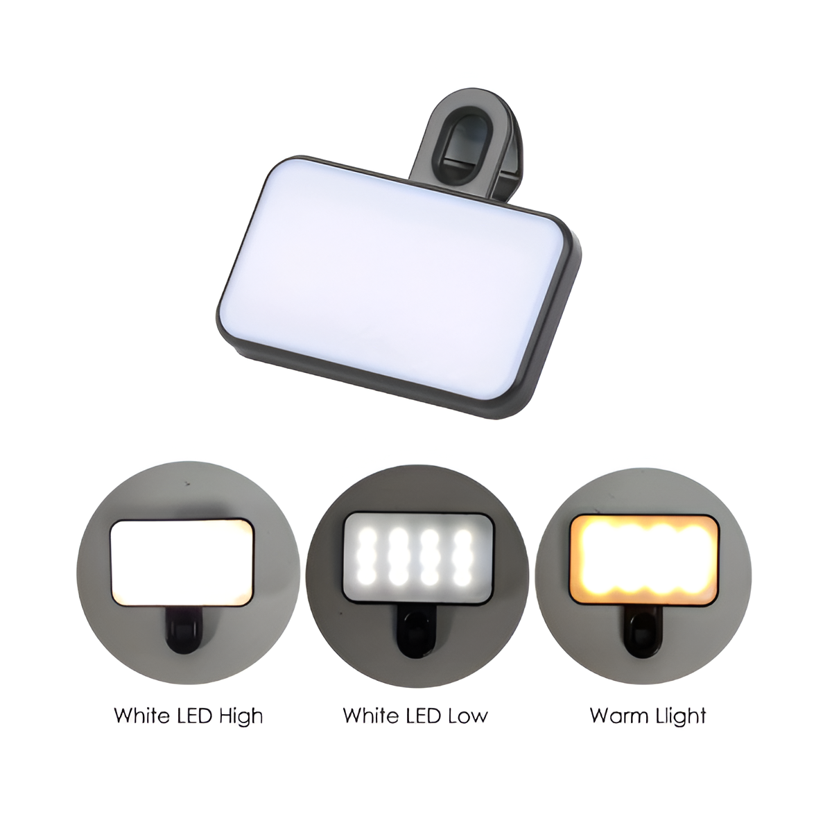 Mini Rechargeable Selfie Fill Light - 3 Modes, Adjustable Brightness for Phones Mobile Arcade Ltd