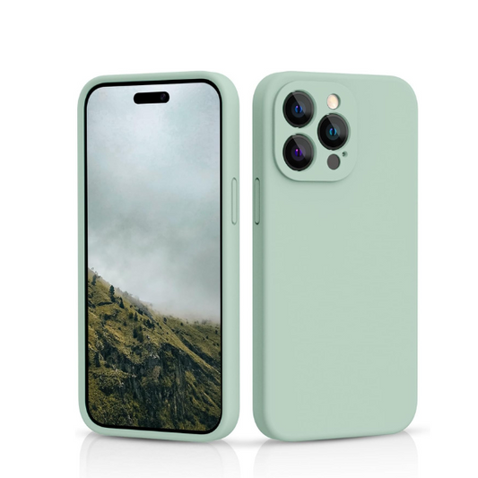 iPhone 14 Pro Case Mint Green Silicone Shockproof Soft Touch Full Cover