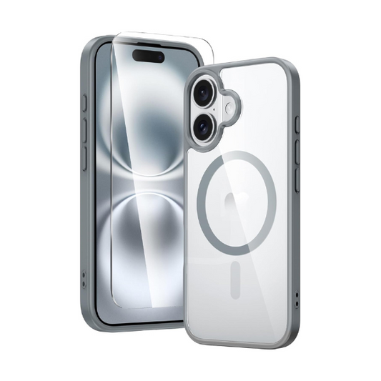 iPhone 16 Clear Magnetic Case Gray Shockproof Slim Anti-Yellow Drop Cover
