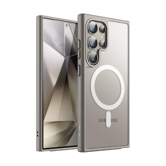 Galaxy S24 Ultra Case MagSafe Compatible Matte Shockproof Cover Titanium Grey