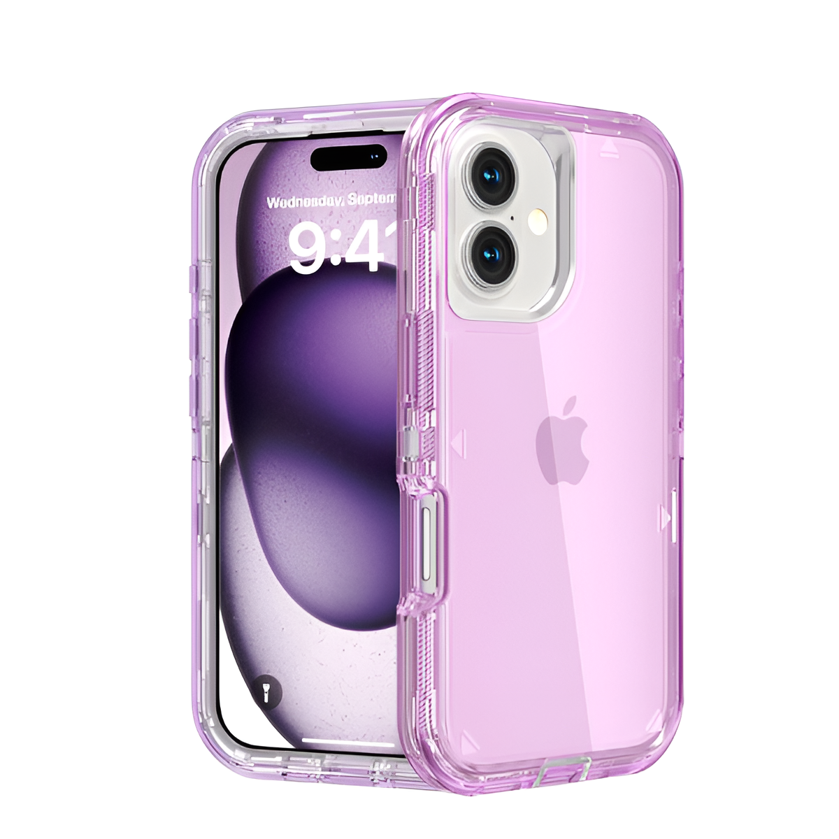 iPhone 16 Case Crystal Purple Heavy Duty Shockproof Dual Layer Clear Cover