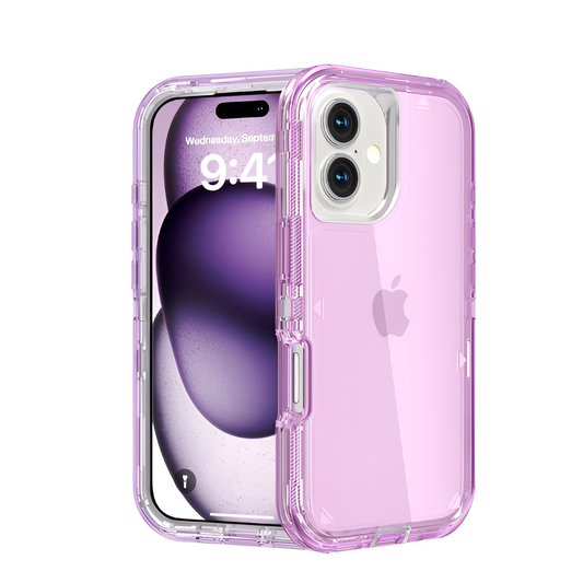 iPhone 16 Case Crystal Purple Heavy Duty Shockproof Dual Layer Clear Cover