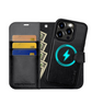 iPhone 15 Pro Max Wallet Case Black Magnetic 2-in-1 Flip Leather Cover RFID