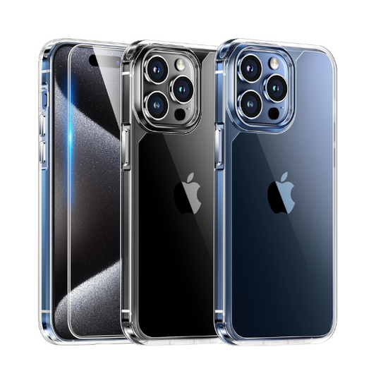 iPhone 15 Pro Max Case + 2X Screen Protectors Shockproof 12FT Clear Cover