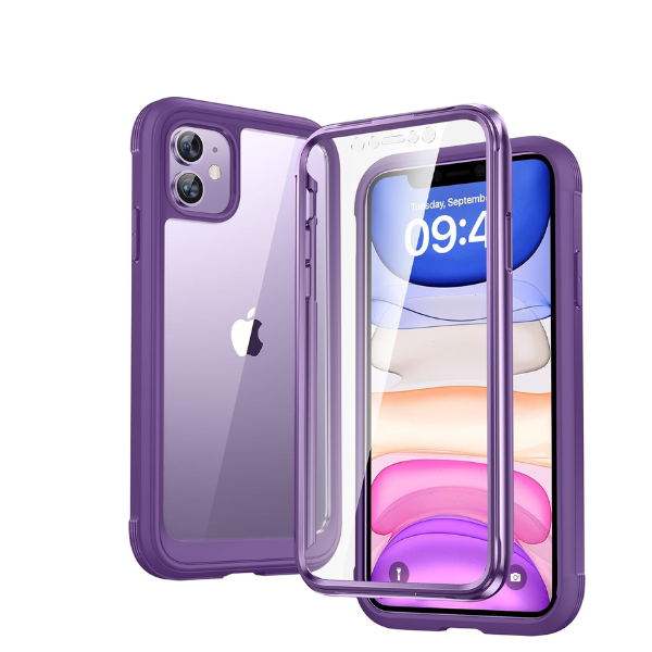 iPhone 11 Case Purple 360° Full Body with Built-in Screen Protector Clear TPU Mobile Arcade Ltd