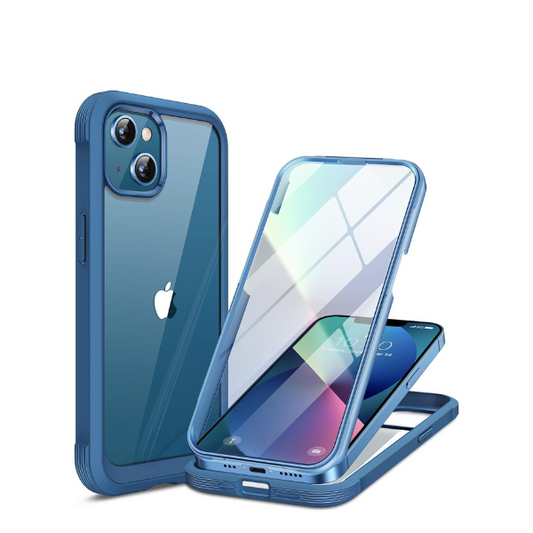 Aqua Blue Full Body Case for iPhone 13 | Built-in Glass Screen Protector 6.1 Inc Mobile Arcade Ltd