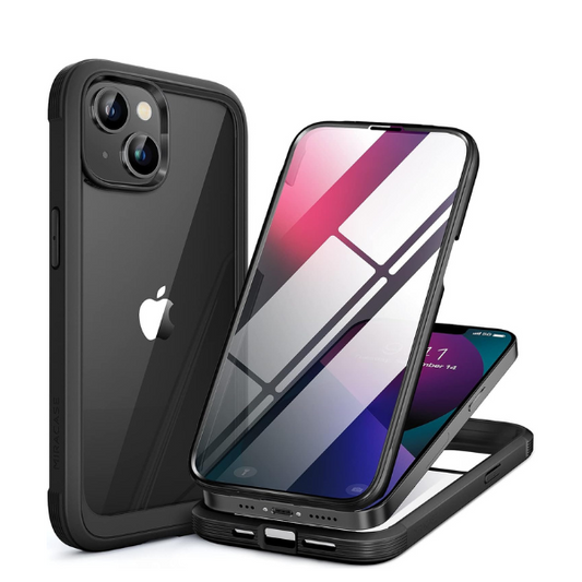 Black Full Body Case for iPhone 13 | Built-in Glass Screen Protector 6.1 Inch. Mobile Arcade Ltd