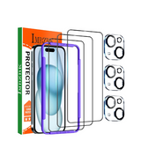 3-Pack Tempered Glass Screen & Camera Protector for iPhone 15, Full Coverage Mobile Arcade Ltd