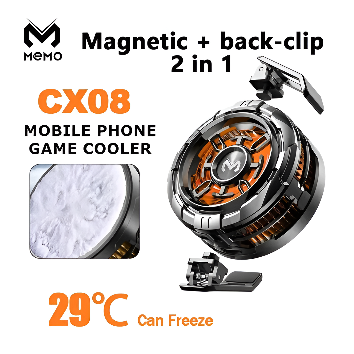 MEMO CX08 Magnetic Phone Cooler – PUBG Gaming Heat Sink Fan for Smartphones Mobile Arcade Ltd
