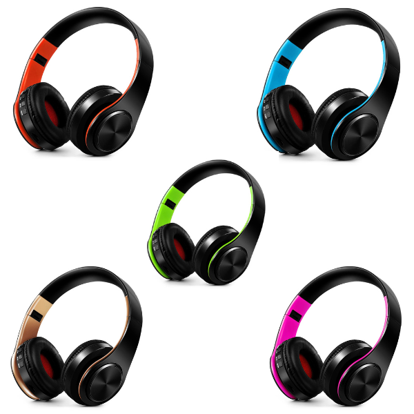 Gold Wireless Bluetooth Headphones w/ Mic 3.5mm Jack for iPhone Samsung