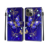 iPhone 15 Wallet Case Butterfly PU Leather Flip Cover Card Holder Stand