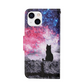 iPhone 14 Wallet Case Cat Star Pattern PU Leather Flip Magnetic Cover Mobile Arcade Ltd