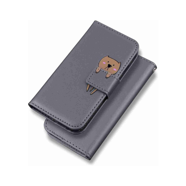iPhone 2022 Wallet Case Gray Animal PU Leather Flip Cover Card Holder Stand Mobile Arcade Ltd