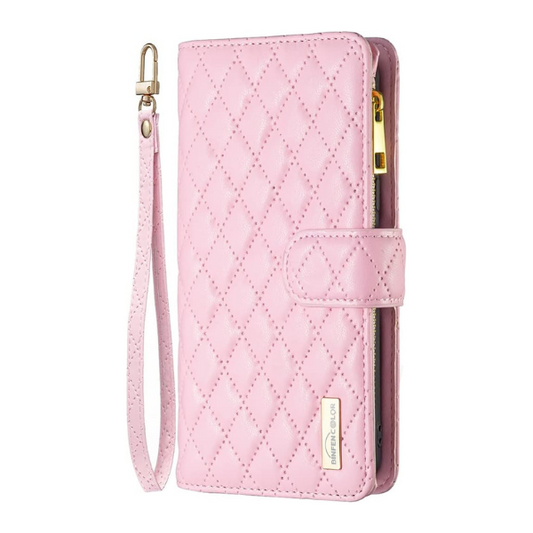 iPhone XS Max Wallet Case Pink Zipper Flip Leather Card Holder Stand Cover