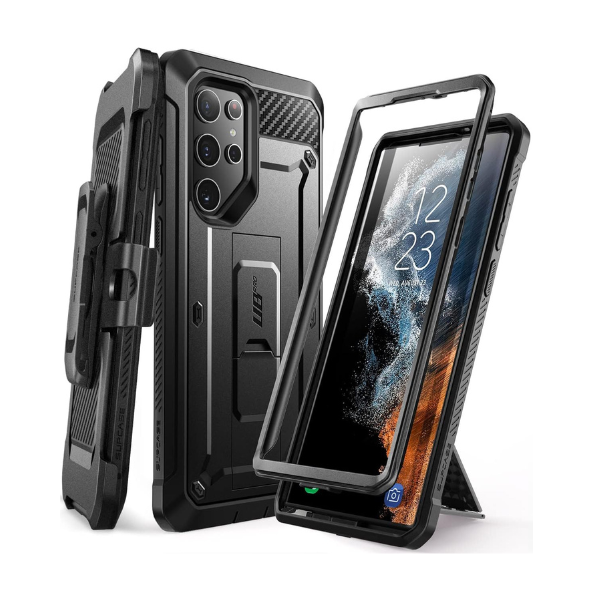 Galaxy S22 Ultra Case Unicorn Beetle Pro Black Rugged Kickstand Belt Clip