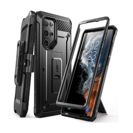 Galaxy S22 Ultra Case Unicorn Beetle Pro Black Rugged Kickstand Belt Clip