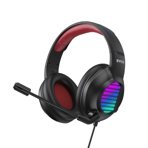 Wired Gaming Headphones – Stereo Sound, Mic, RGB Lights, Black - BX024 Mobile Arcade Ltd