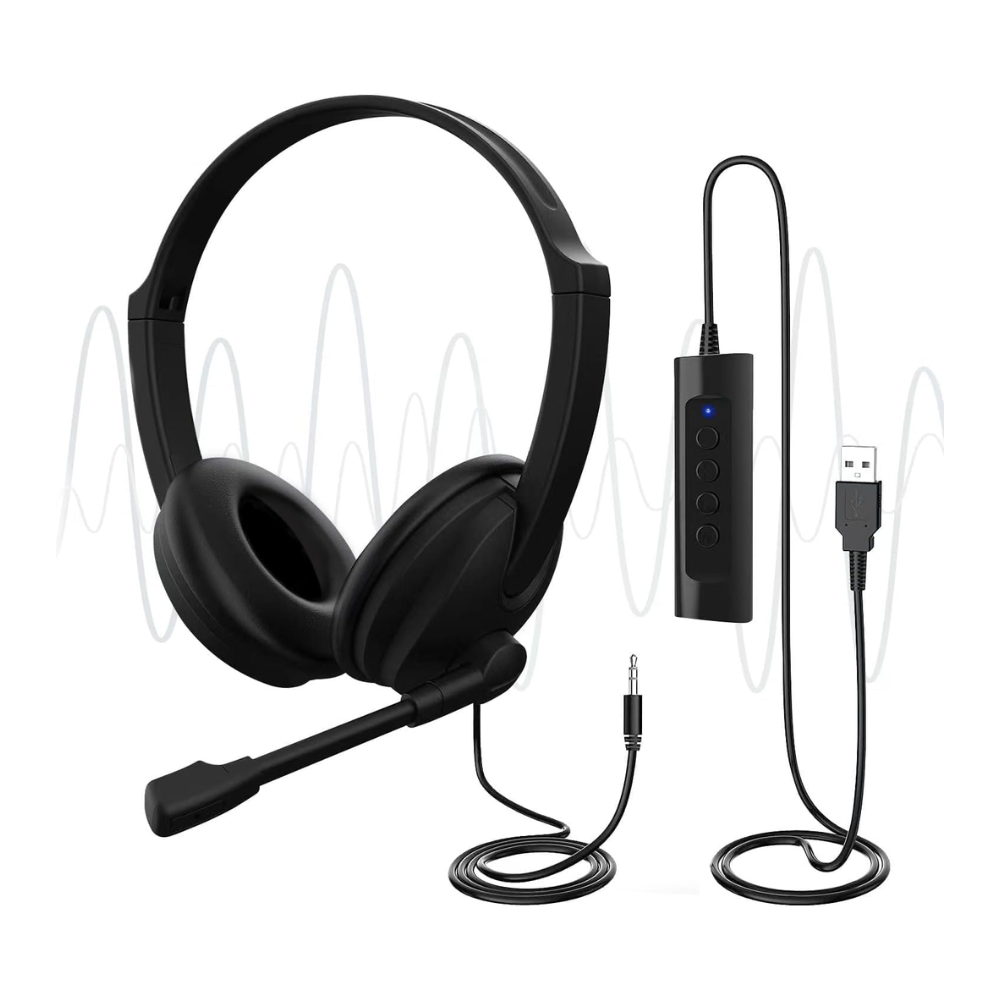 USB Headset with Microphone for PC & Laptop Noise Cancelling, Wired, 2.5M