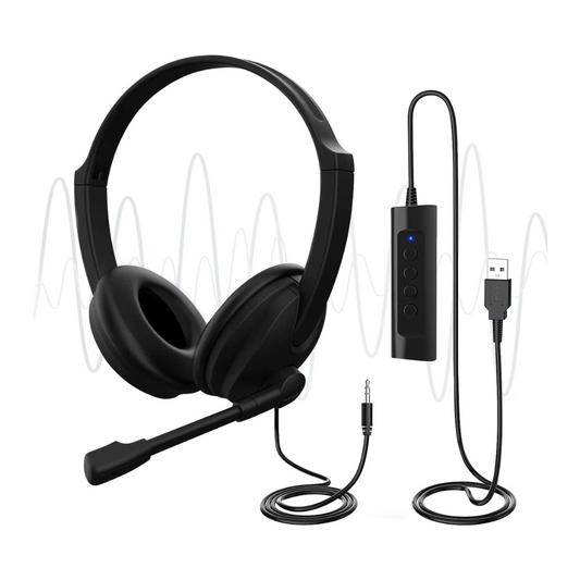 USB Headset with Microphone for PC & Laptop Noise Cancelling, Wired, 2.5M