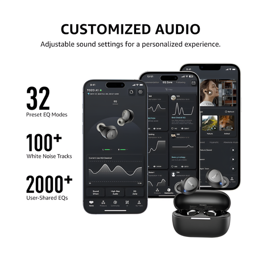 A1 Bluetooth 5.3 Earbuds, Dual Mic, 32 EQ, Deep Bass, App Control, IPX5, Case Mobile Arcade Ltd