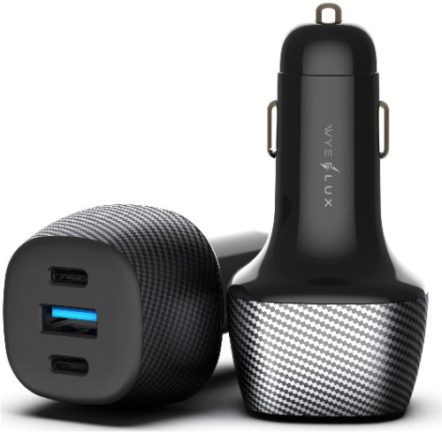 103W Car Charger - Dual USB-C & USB-A Fast Charging, Carbon Fiber Design, NEW Mobile Arcade Ltd