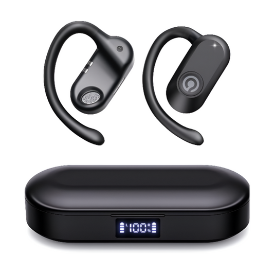 Open-Ear Bluetooth 5.4 Headphones, 60H Playtime, Mic, IPX6, Lightweight Fit