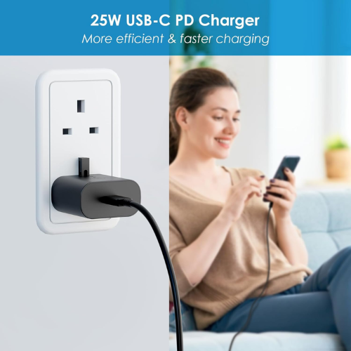 25W USB-C Fast Charger Plug with 1.8M Cable for Samsung Galaxy Mobile Arcade Ltd