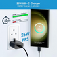 25W USB-C Fast Charger Plug with 1.8M Cable for Samsung Galaxy Mobile Arcade Ltd