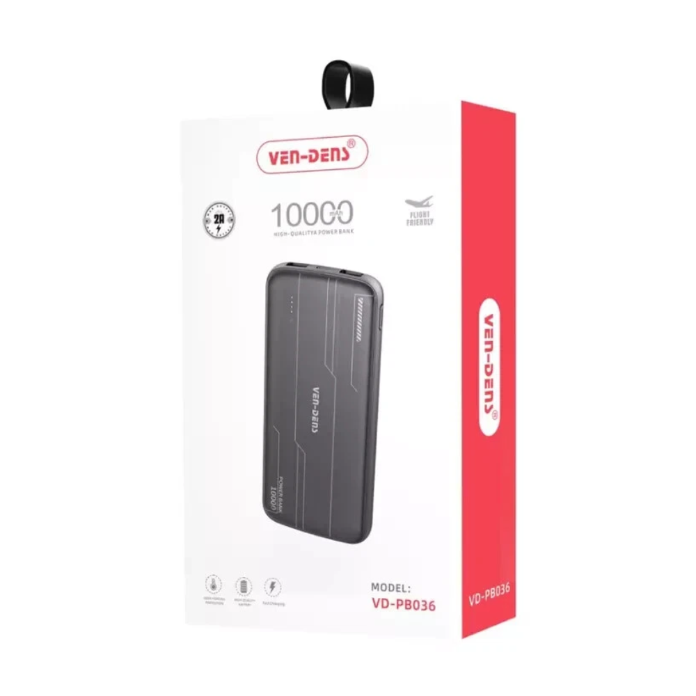 Ven-Dens 10000mAh Lightweight Portable Power Bank, Fast Charge Mobile Arcade Ltd