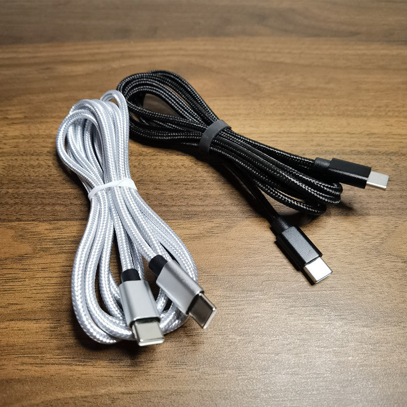 1m Nylon Braided USB-C to USB-C PD Cable – 60W 3A Fast Charge, Type-C Lead
