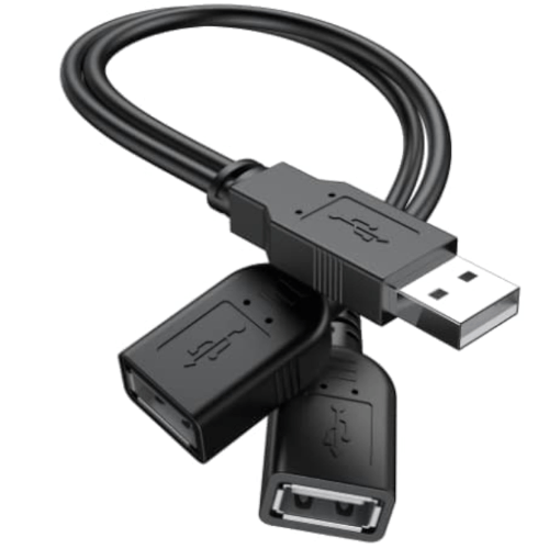 USB 2.0 A Male to Dual 2-Port USB Female Y Splitter Hub Power Extension Cable