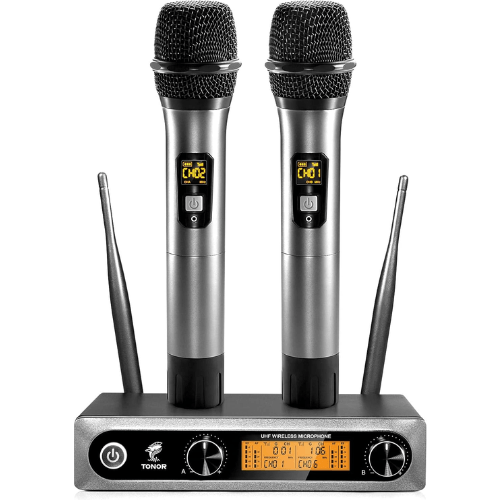cTONOR TW820 Dual Wireless UHF Microphones System – Handheld Mics for Karaoke Mobile Arcade Ltd