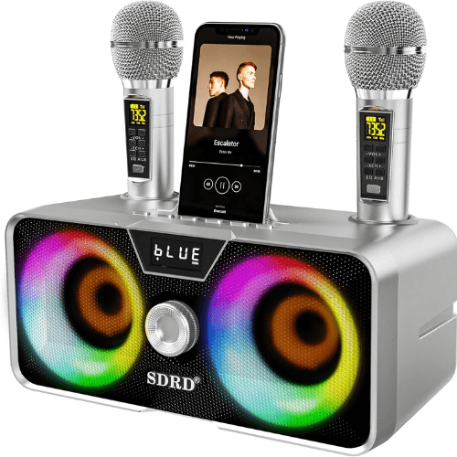 Portable Karaoke Machine with 2 UHF Wireless Mics & Bluetooth Speaker Mobile Arcade Ltd