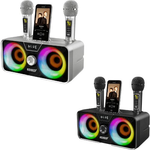 Portable Karaoke Machine with 2 UHF Wireless Mics & Bluetooth Speaker