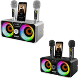 Portable Karaoke Machine with 2 UHF Wireless Mics & Bluetooth Speaker