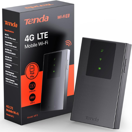 Tenda MF3 4G Mobile WiFi Router, CAT4 LTE, AX300 WiFi 6, 2100mAh Battery