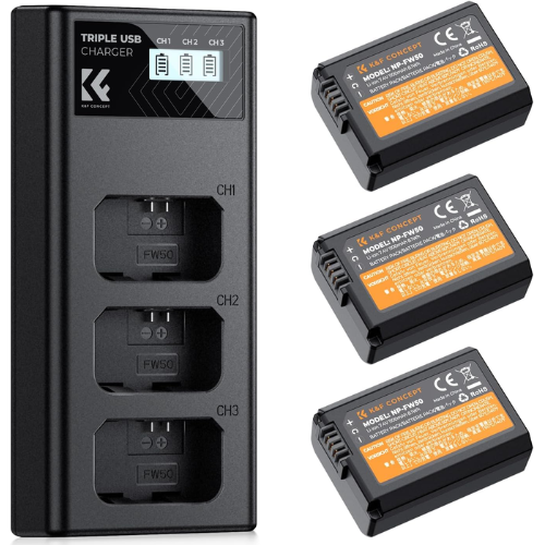 K&F Concept 3-Pack LP-E6NH Batteries & USB Charger for Canon EOS R Series Mobile Arcade Ltd