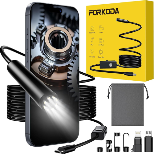 FORKODA 1920 HD Endoscope Camera with 5M Cable for Android & iOS Mobile Arcade Ltd