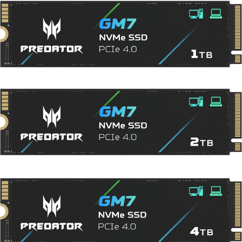 Acer Predator GM7 2TB M.2 Gen4 NVMe SSD – Up to 7200MB/s for PC, PS5, Laptop