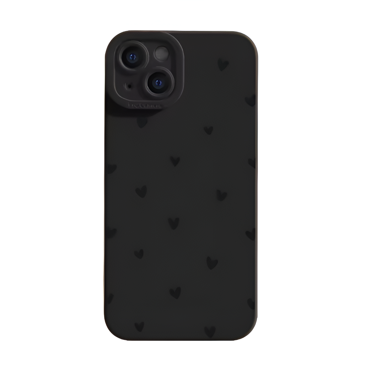 Black Love Heart Shockproof Silicone Phone Case for iPhone 14–17 & 15/16 Mobile Arcade Ltd