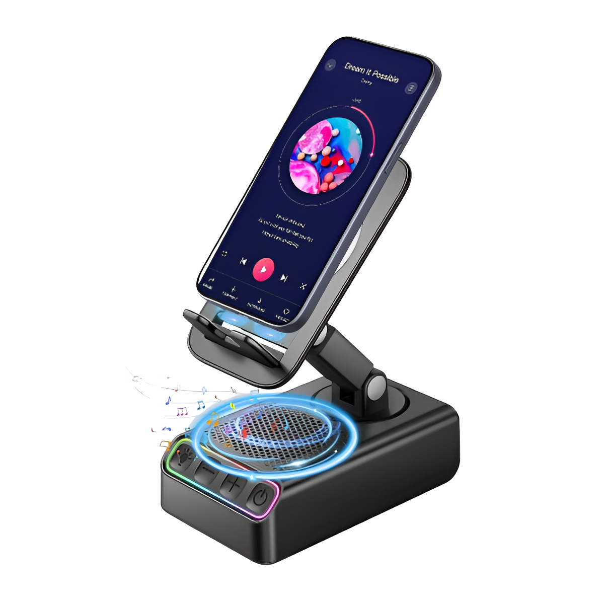 Foldable Phone Stand with Bluetooth Speaker & Smart Motion Sensing