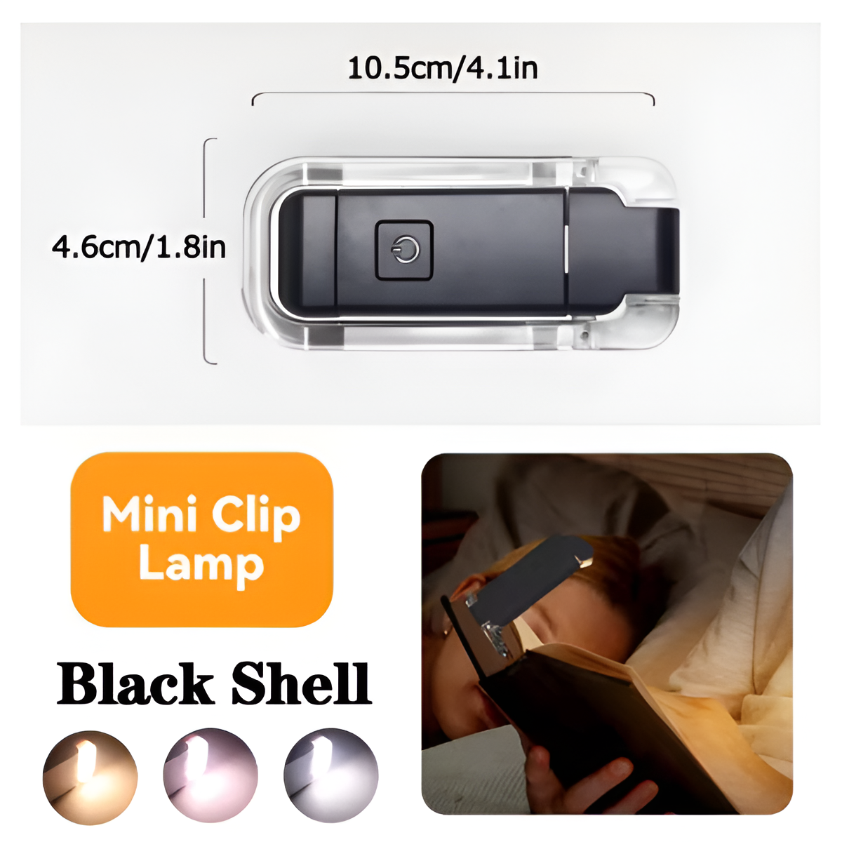 Mini Book Light LED USB Rechargeable Reading Lamp Clip-On Eye Protection