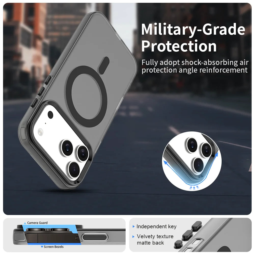 Matte Candy Shockproof MagSafe Case for iPhone 17 – Magnetic Wireless Charging Clear Back Cover

