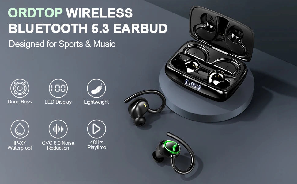 Wireless Bluetooth 5.3 Earbuds with Dual Mic, 48H Playtime & LED Display Mobile Arcade Ltd