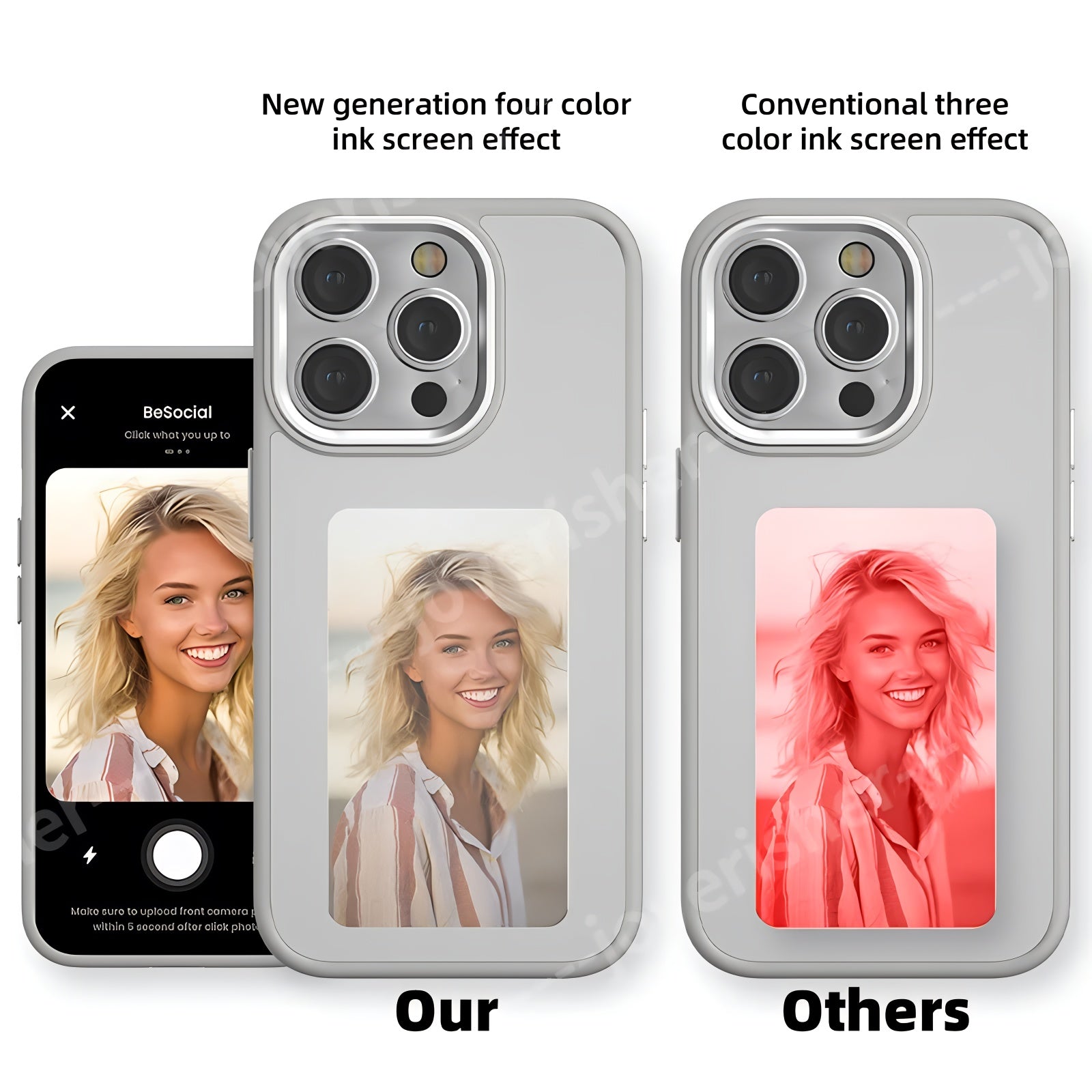 NFC E Ink Custom Case for iPhone 15 Pro – 4 Colors, DIY Personalized Cover Mobile Arcade Ltd