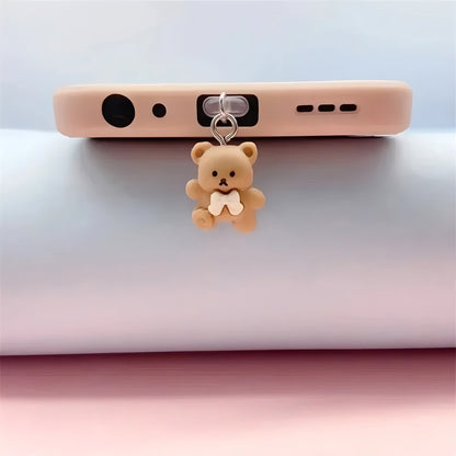 Cute Bear Dust Plug Pendant for iPhone, Samsung, Xiaomi – Type-C/iOS/Micro USB Mobile Arcade Ltd