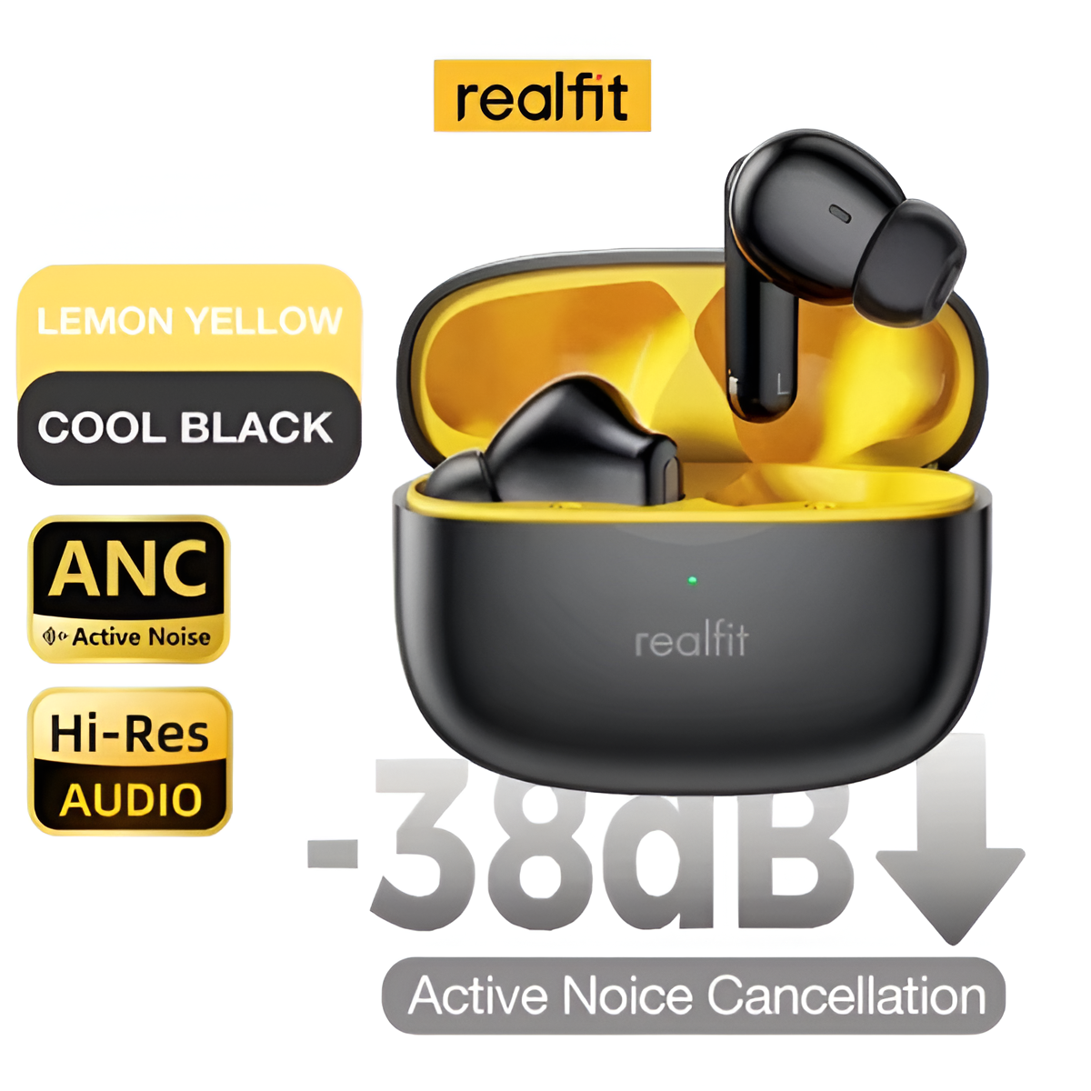 Realfit F3 ANC Wireless Earbuds | Bluetooth Earphones with ENC & Superb Bass Mobile Arcade Ltd